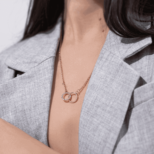 Minha querida filha – Colar em ouro rosa com cristais de zircónias cúbicas MINA_FOREVERNECKLACE