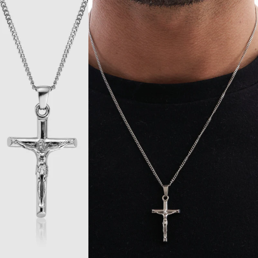 Para o meu Pai - Colar Cruz Banhado a Prata (com dedicatória à escolha)