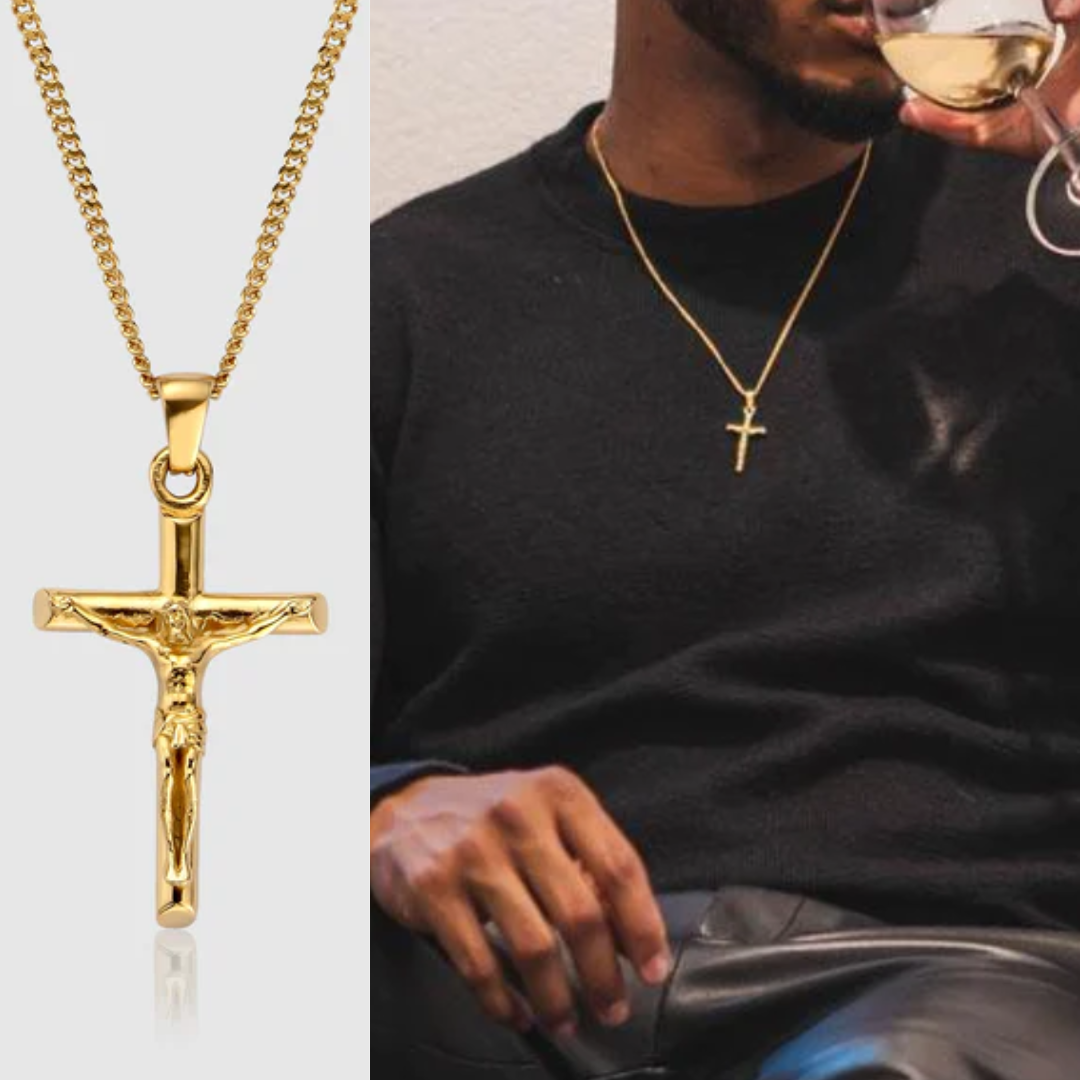 Para o meu Homem- Colar Cruz® Banhado A Ouro 24K (com dedicatória à escolha)