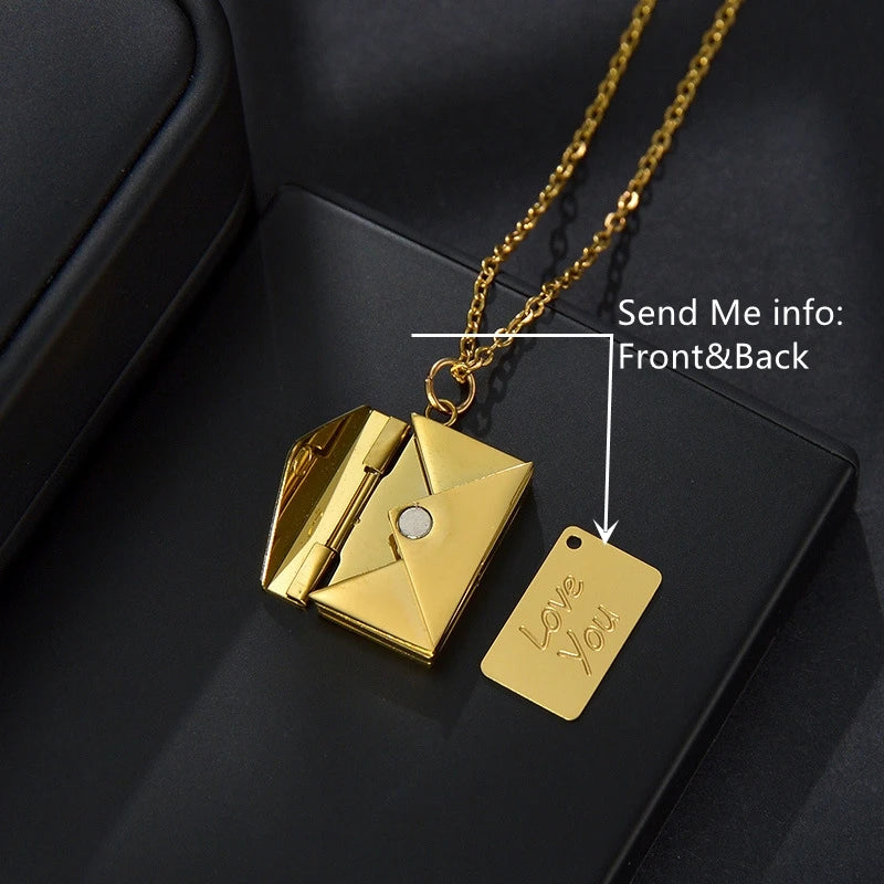Colar Carta Eu Te Amo Dourado