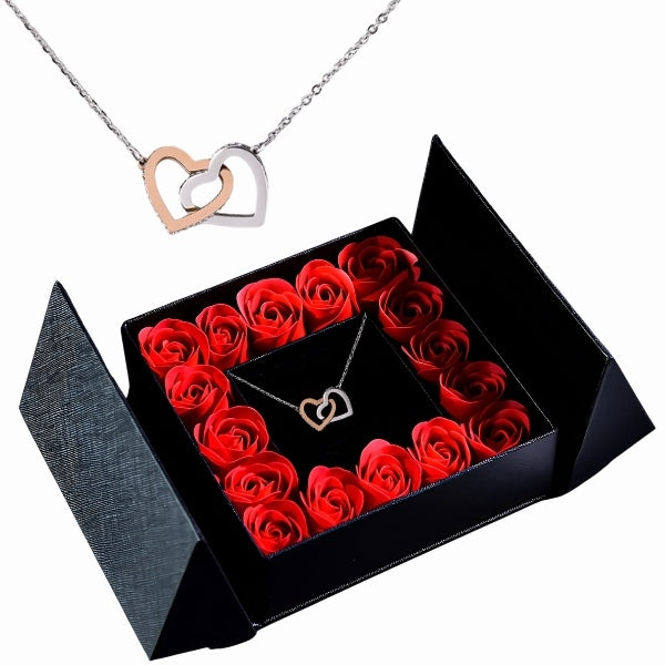 Colar de corações entrelaçados HEARTS e uma caixa de oferta gratuita – HEARTS_ETERNALROSE