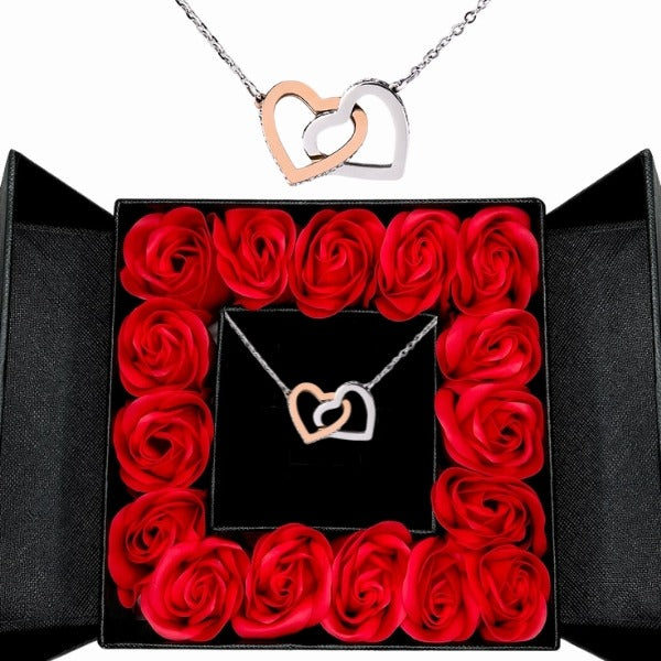 Colar de corações entrelaçados HEARTS e uma caixa de oferta gratuita – HEARTS_ETERNALROSE