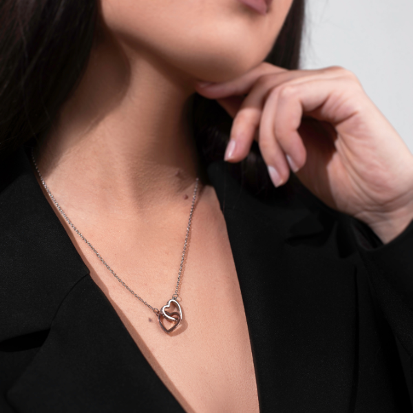 Para a Minha Deslumbrante e Sensual Amada- Colar de Corações Interligados LUX_HEARTS