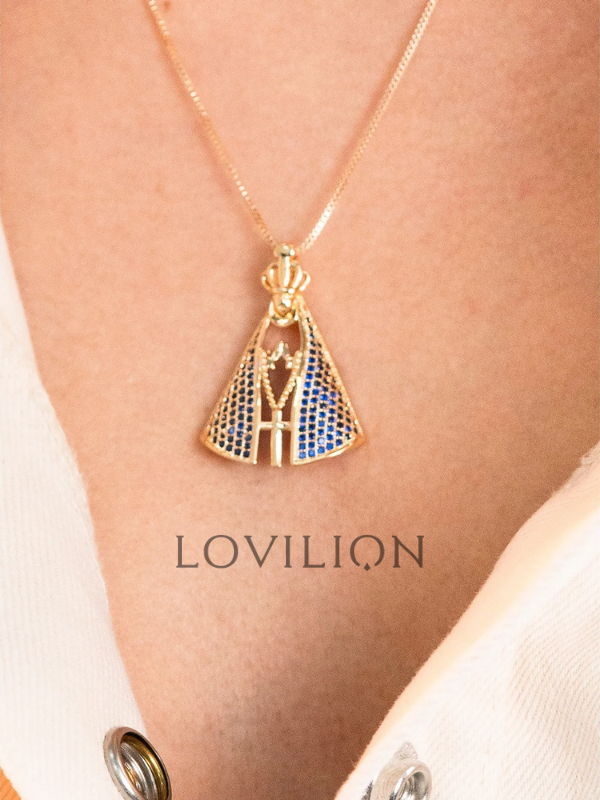 Querida Mãe - Colar Nossa Senhora Aparecida Banhado a Ouro 18k