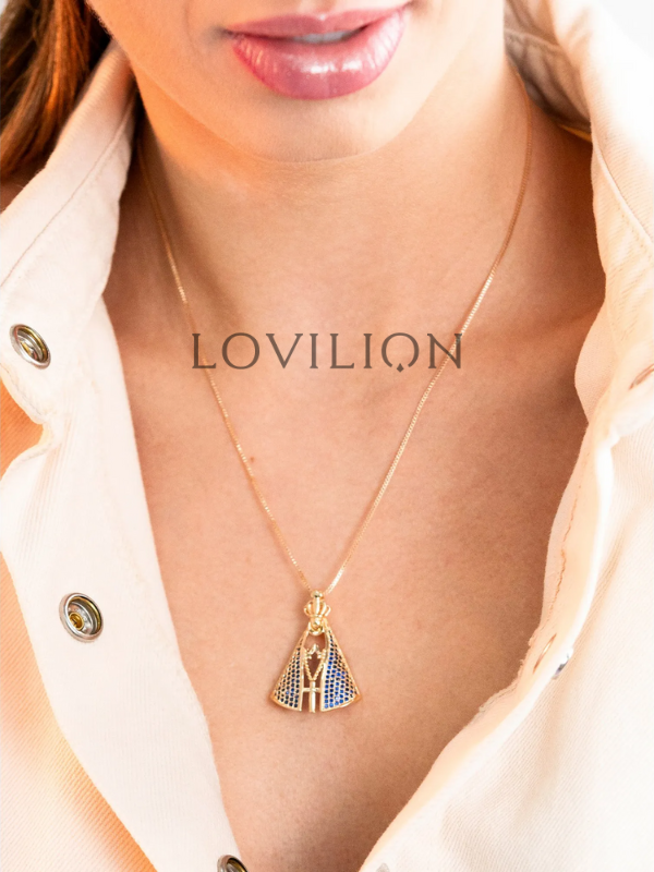 Querida Mãe - Colar Nossa Senhora Aparecida Banhado a Ouro 18k