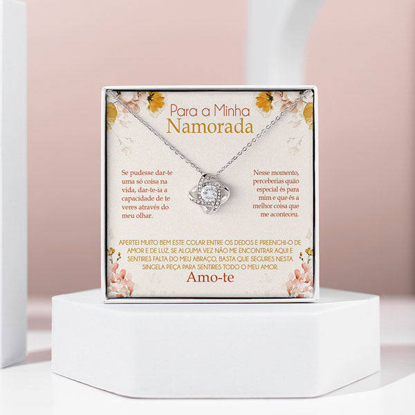 Para a Minha Namorada – Colar banhado a ouro branco 14k com cristais de zirconia cúbica CELESTE