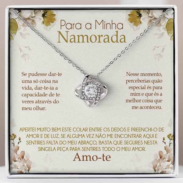 Para a Minha Namorada – Colar banhado a ouro branco 14k com cristais de zirconia cúbica CELESTE