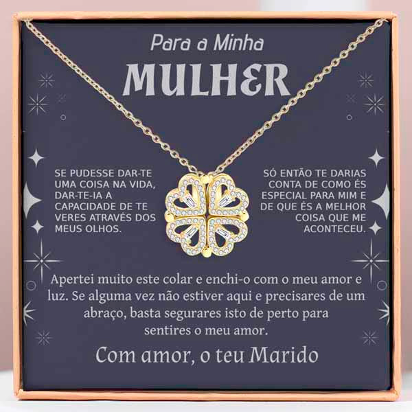 Para a Minha Mulher – Colar Trevo Banhado a Ouro 18K 2em1