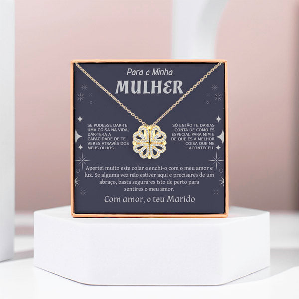 Para a Minha Mulher – Colar Trevo Banhado a Ouro 18K 2em1