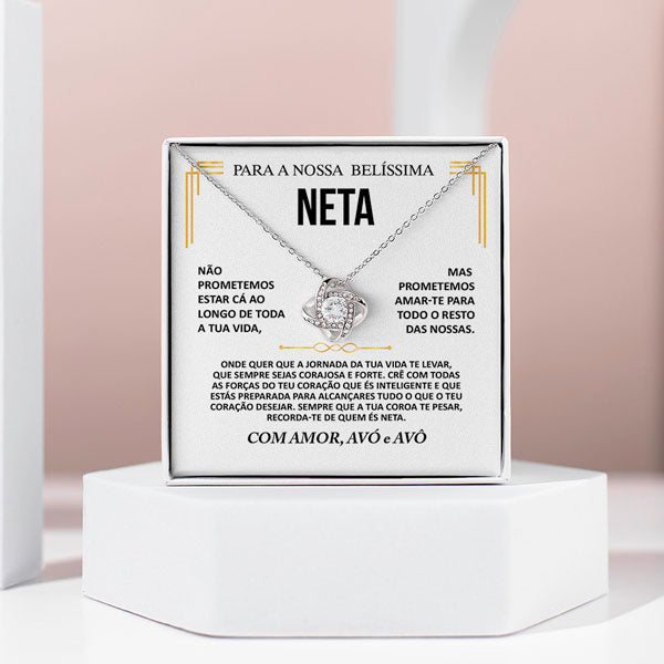 Para a Nossa BelÍssima Neta – Colar banhado a ouro branco 14k com cristais de zirconia cúbica NASUS