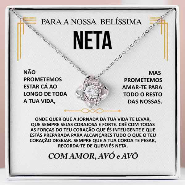 Para a Nossa BelÍssima Neta – Colar banhado a ouro branco 14k com cristais de zirconia cúbica NASUS