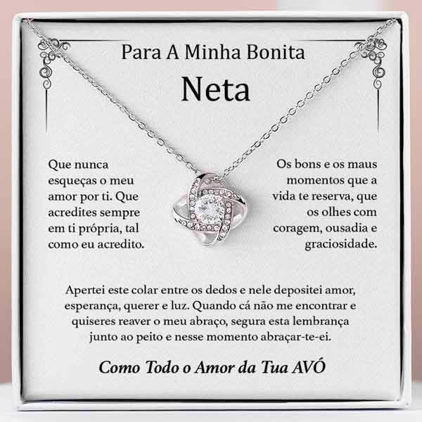 Para a Minha Querida Neta – Colar banhado a ouro branco 14k com cristais de zirconia cúbica ZOE