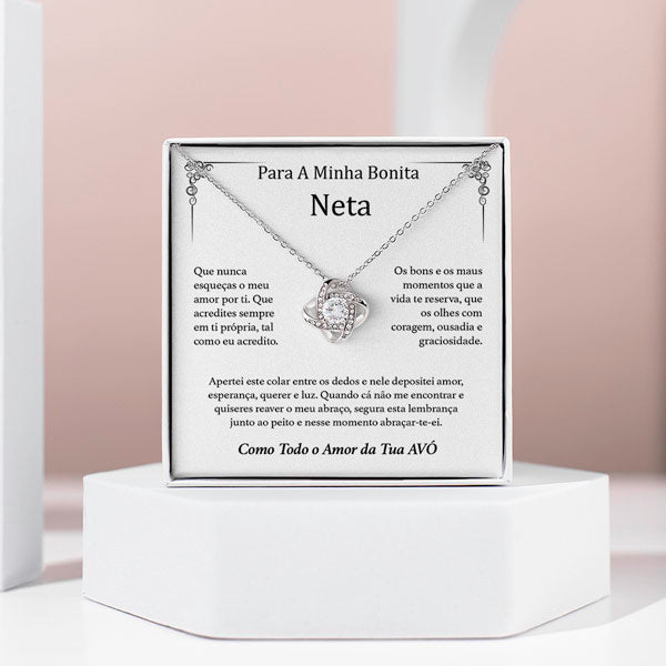 Para a Minha Querida Neta – Colar banhado a ouro branco 14k com cristais de zirconia cúbica ZOE