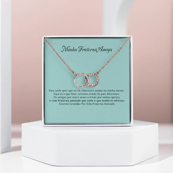 Minha Fraterna Amiga – Colar em ouro rosa com cristais de zircónias cúbicas NILAH_FOREVERNECKLACE