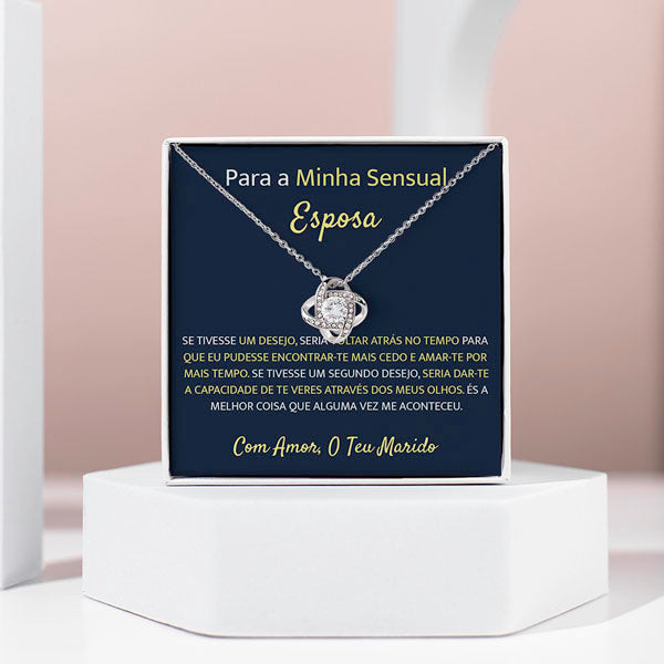 Para a Minha Deslumbrante e Sexy Alma Gémea – Colar banhado a ouro branco 14k com cristais de zirconia cúbica MORGAN