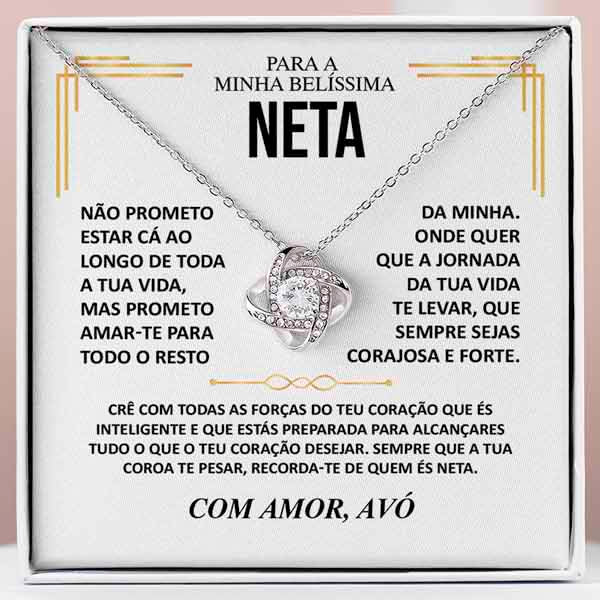 Para a Minha Linda Neta – Colar banhado a ouro branco 14k com cristais de zirconia cúbica ORIANA