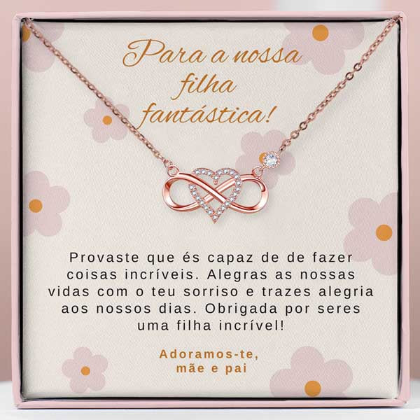 Para a nossa filha fantástica! – Colar em ouro rosa com cristais de zircónias cúbicas SIENA_LOVEHEART