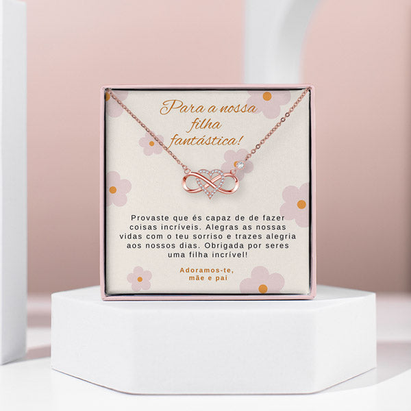 Para a nossa filha fantástica! – Colar em ouro rosa com cristais de zircónias cúbicas SIENA_LOVEHEART