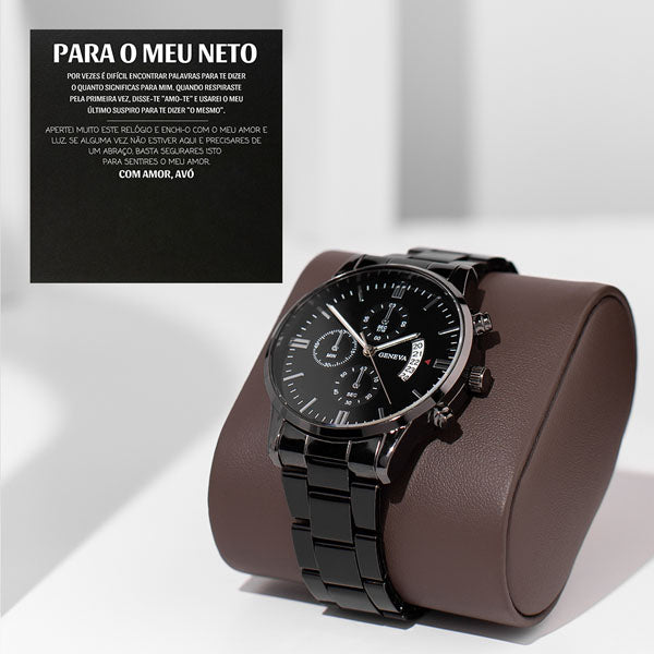 Para o meu neto – Relógio preto para homem com cronógrafo ZED_CHRONOMASTER e uma caixa de oferta gratuita