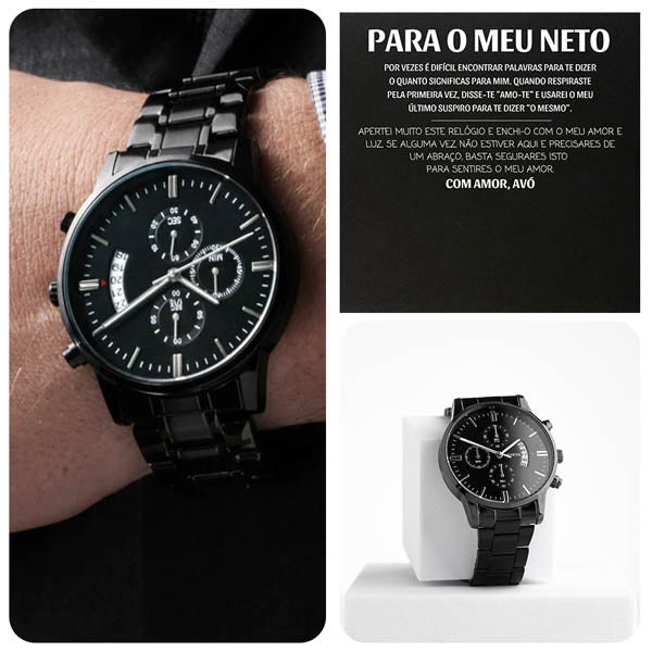 Para o meu neto – Relógio preto para homem com cronógrafo ZED_CHRONOMASTER e uma caixa de oferta gratuita