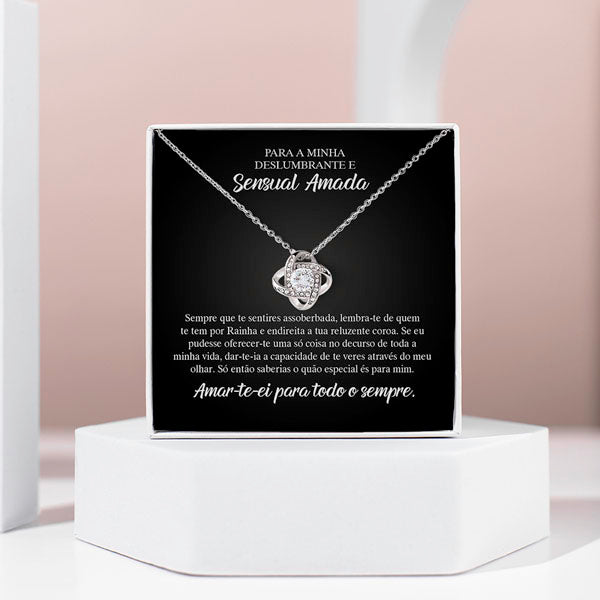 Para a Minha Deslumbrante e Sensual Amada – Colar banhado a ouro branco 14k com cristais de zirconia cúbica LUX