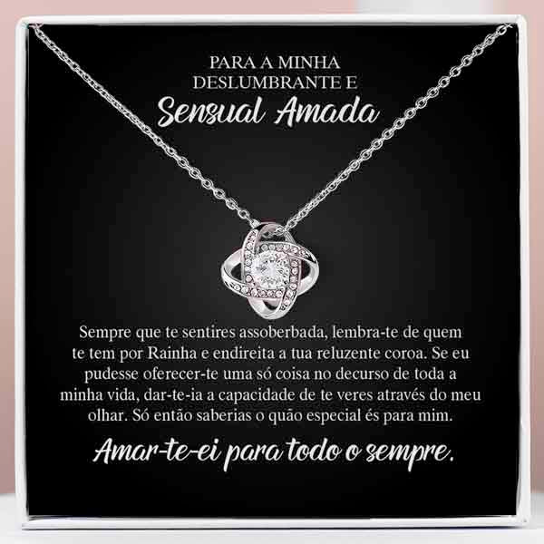 Para a Minha Deslumbrante e Sensual Amada – Colar banhado a ouro branco 14k com cristais de zirconia cúbica LUX