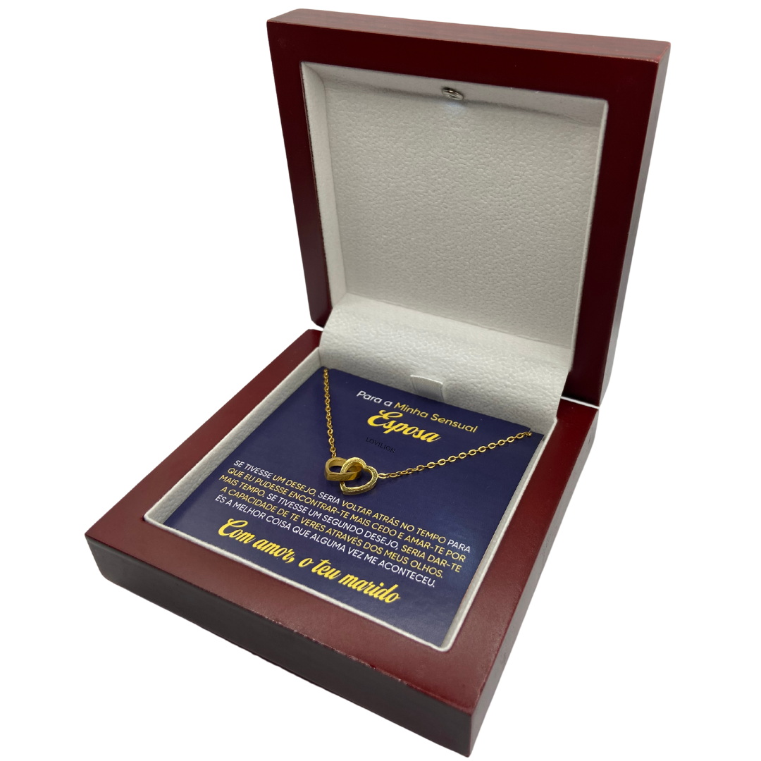 Para Minha Sensual Esposa - Colar Duplo Coração Banhado a Ouro 18k
