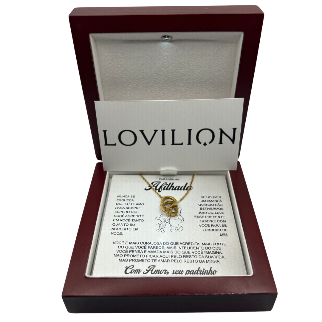 Para Minha Afilhada- Colar Duplo Coração Banhado a Ouro 18k