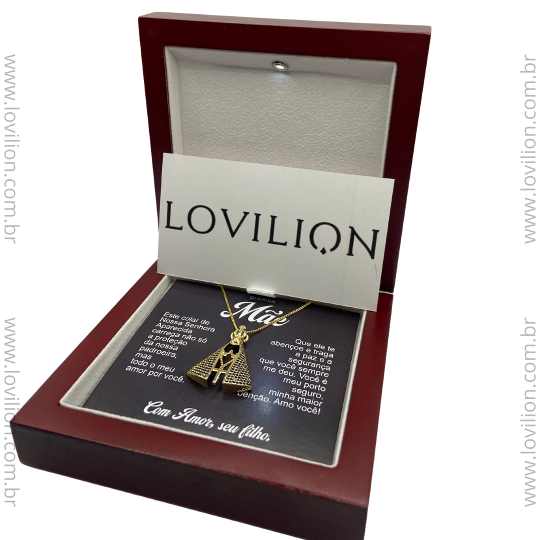 Querida Mãe - Colar Nossa Senhora Aparecida Banhado a Ouro 18k