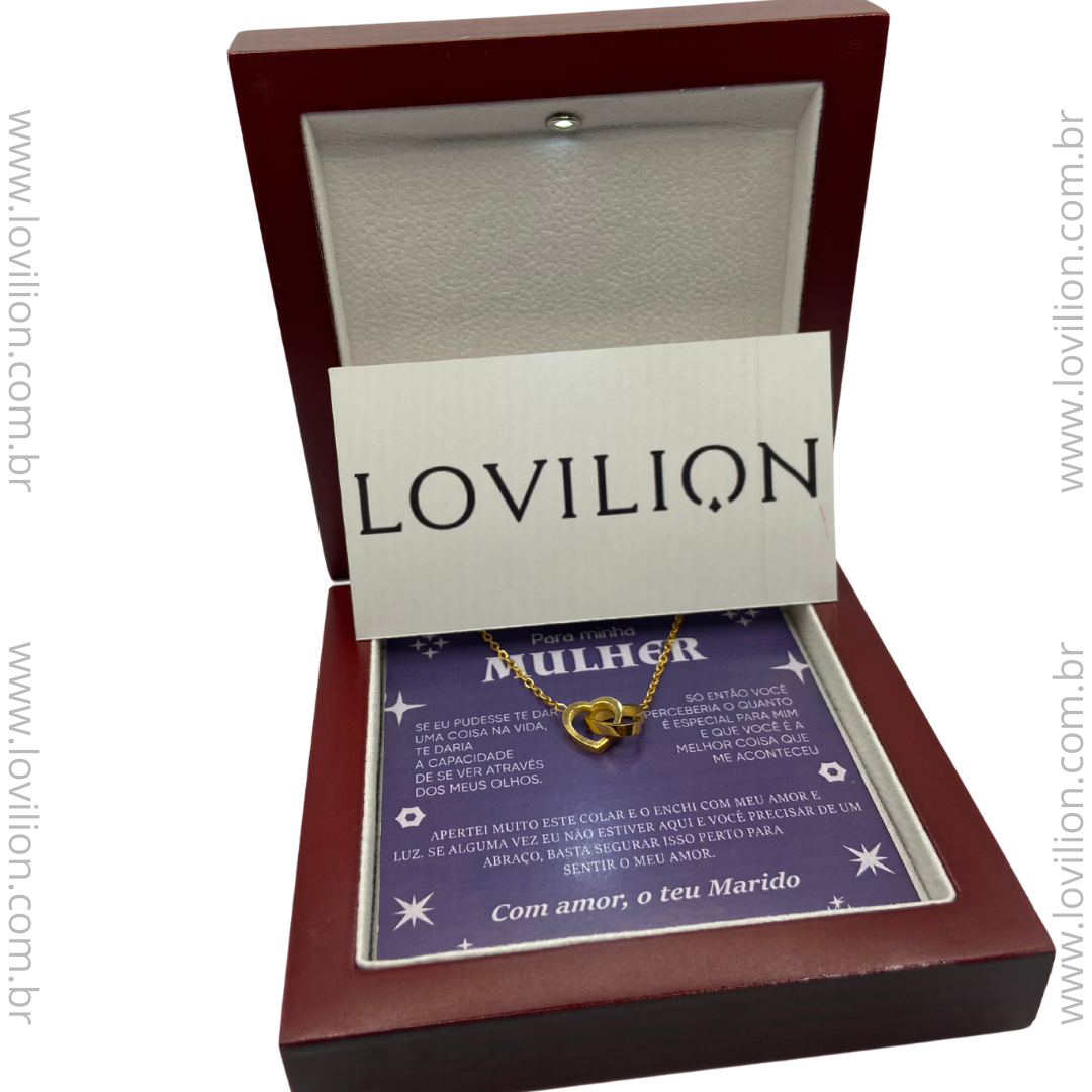 Para Minha Mulher- Colar Duplo Coração Banhado a Ouro 18k