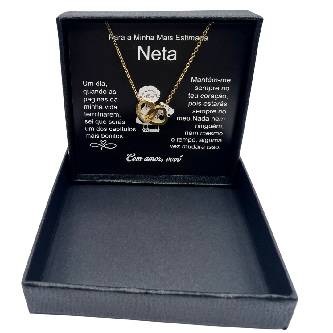 Para Minha Neta (Vovó) - Colar Duplo Coração Banhado a Ouro 18k