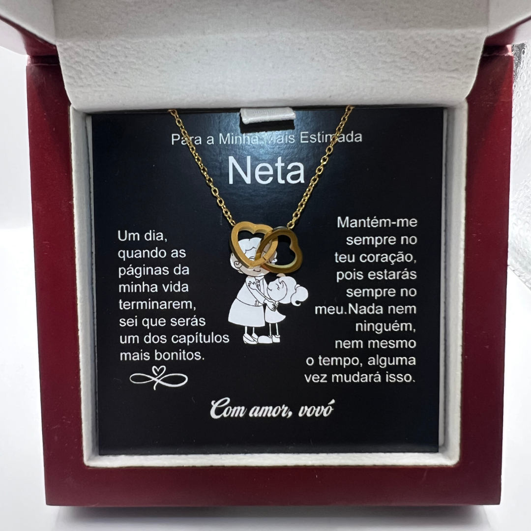 Para Minha Neta (Vovó) - Colar Duplo Coração Banhado a Ouro 18k
