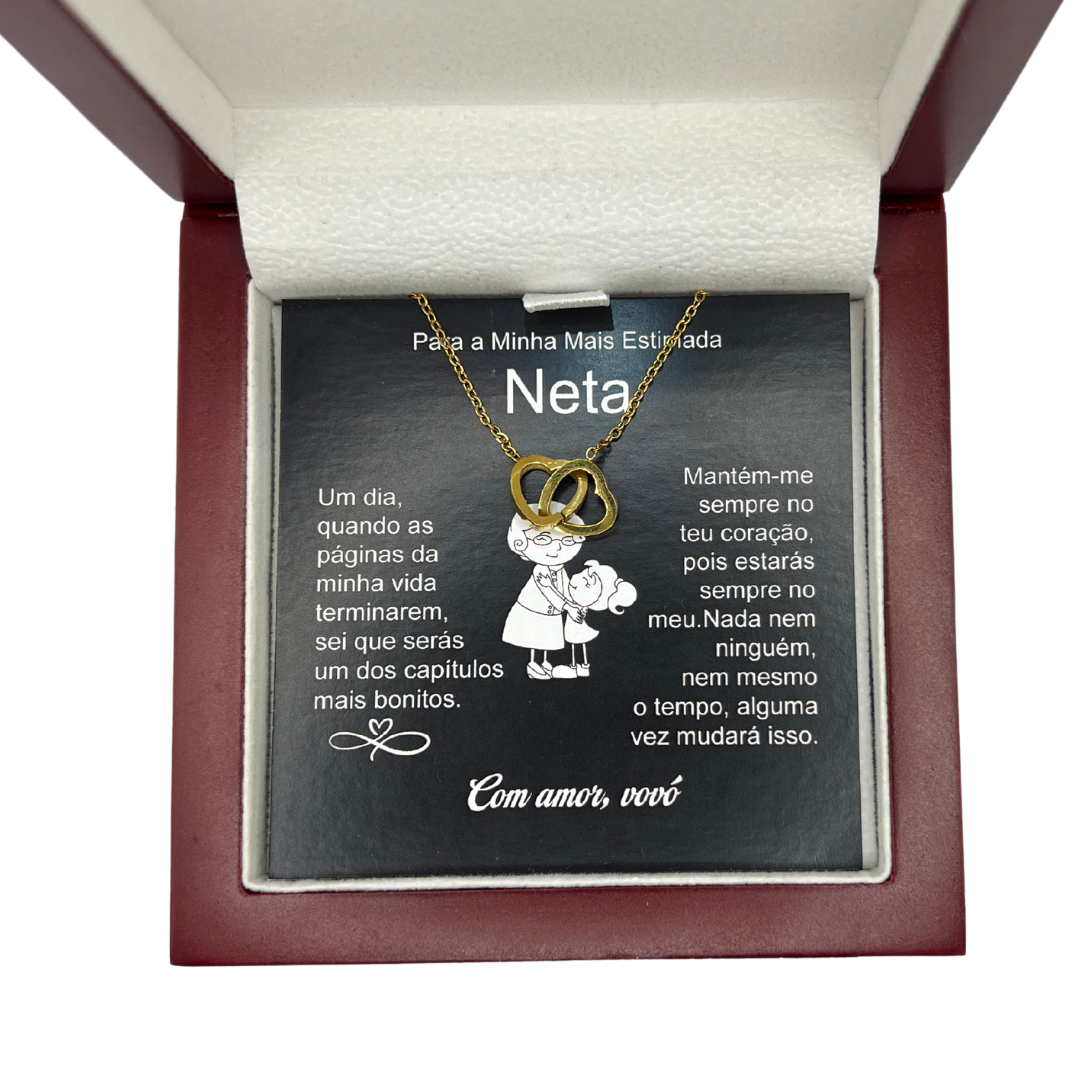 Para Minha Neta (Vovó) - Colar Duplo Coração Banhado a Ouro 18k