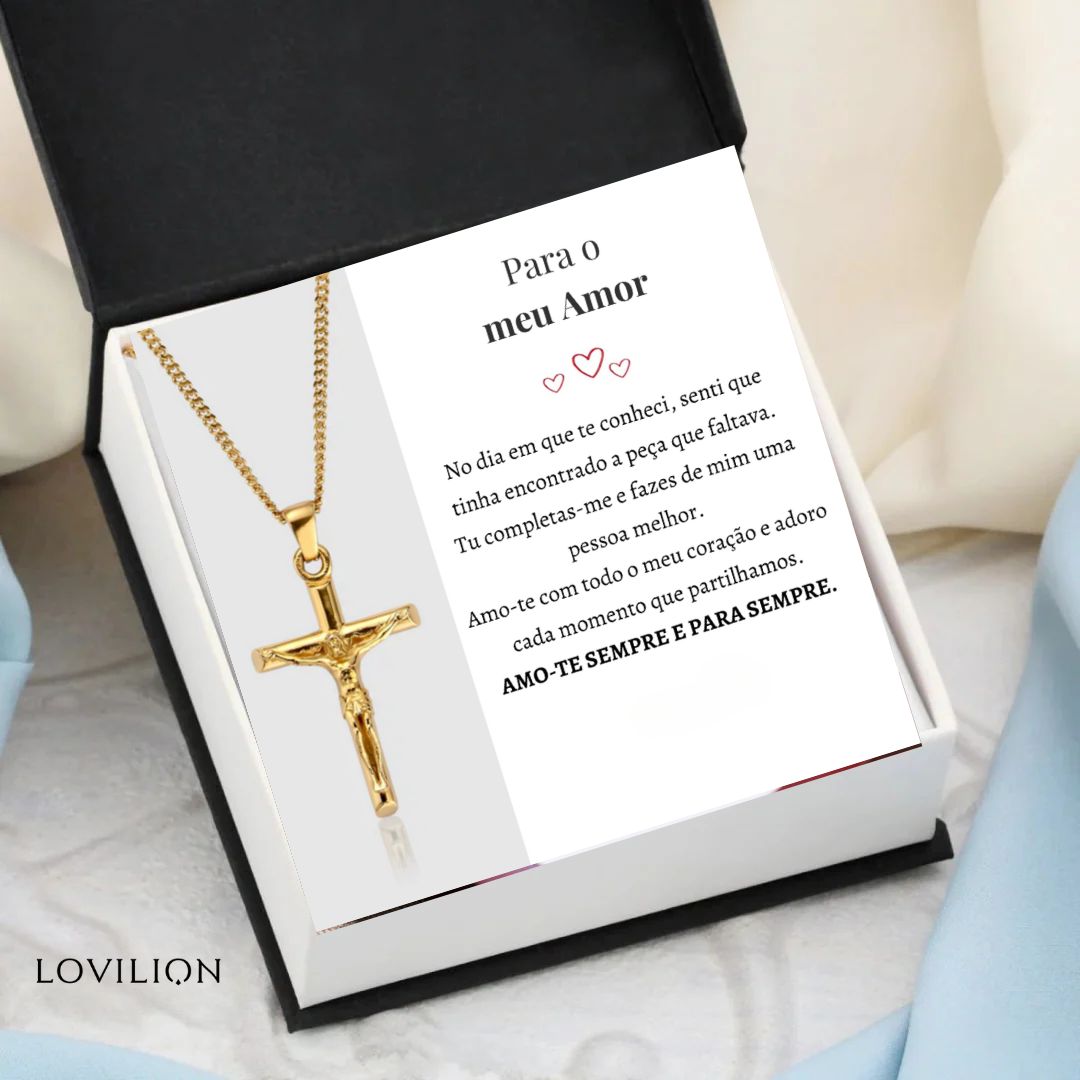 Para o meu Homem- Colar Cruz® Banhado A Ouro 24K (com dedicatória à escolha)
