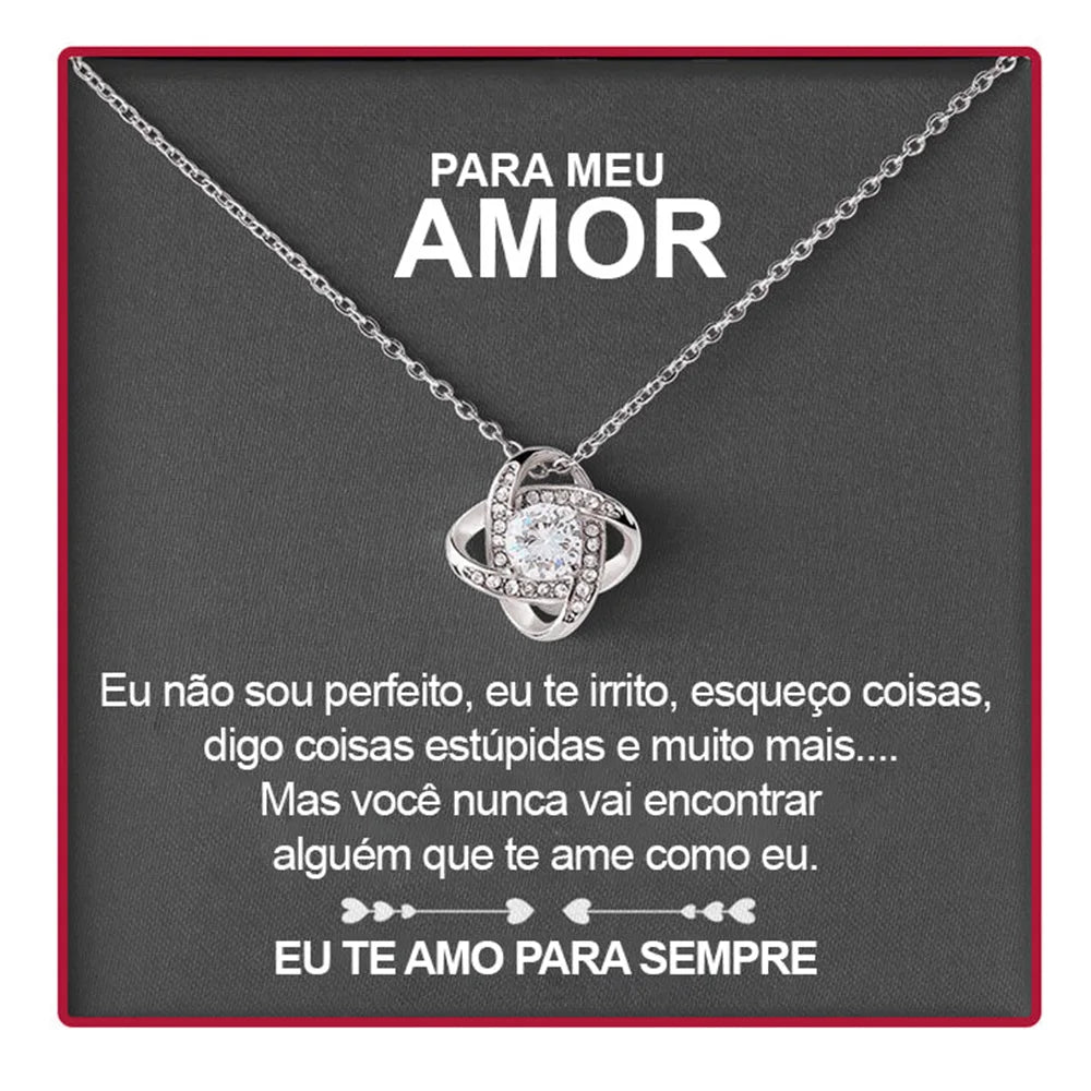 Para Meu Amor - Colar Em Ouro Branco + Caixa com Rosa