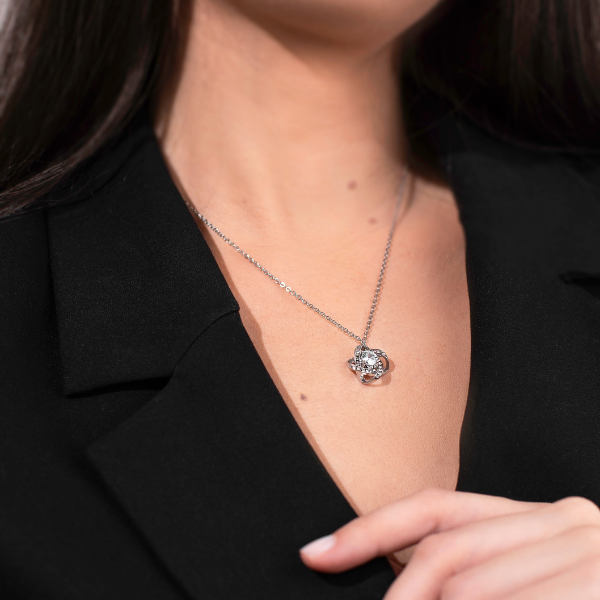 Para a Minha Filha – Colar banhado a ouro branco 14k com cristais de zirconia cúbica NAMI