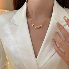 Para a Minha linda neta – Colar 2em1 trevo e corações Banhado a Ouro 18K  NOA_CLOVERIE