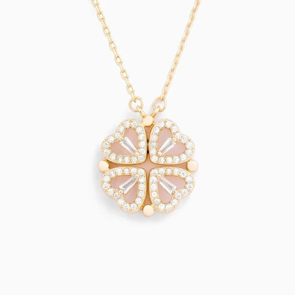 Para a Minha linda neta – Colar 2em1 trevo e corações Banhado a Ouro 18K  NOA_CLOVERIE