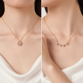 Para a Minha linda neta – Colar 2em1 trevo e corações Banhado a Ouro 18K  NOA_CLOVERIE