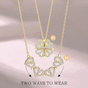 Para a Minha Mulher – Colar Trevo Banhado a Ouro 18k 2em1 - Com Caixa Especial