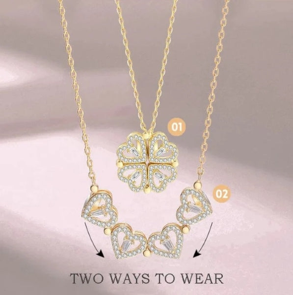 Para a Minha Mulher – Colar Trevo Banhado a Ouro 18k 2em1 - Com Caixa Especial