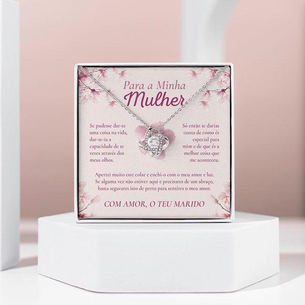 Para a Minha Mulher – Colar banhado a ouro branco 14k com cristais de zirconia cúbica EVIE