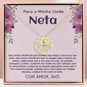 Para a Minha linda neta – Colar 2em1 trevo e corações Banhado a Ouro 18K  NOA_CLOVERIE
