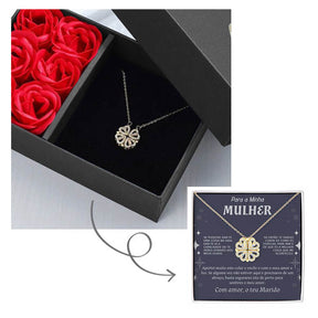 Para a Minha Mulher – Colar Trevo Banhado a Ouro 18k 2em1 - Com Caixa Especial