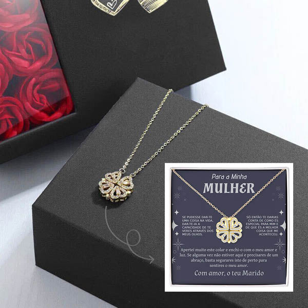 Para a Minha Mulher – Colar Trevo Banhado a Ouro 18k 2em1 - Com Caixa Especial