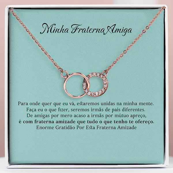 Minha Fraterna Amiga – Colar em ouro rosa com cristais de zircónias cúbicas NILAH_FOREVERNECKLACE