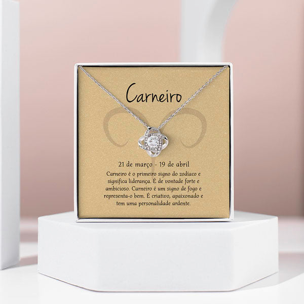 Cartão Zodíaco –Colar banhado a ouro branco 14k ARIES
