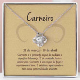 Cartão Zodíaco –Colar banhado a ouro branco 14k ARIES