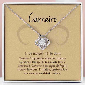 Cartão Zodíaco –Colar banhado a ouro branco 14k ARIES