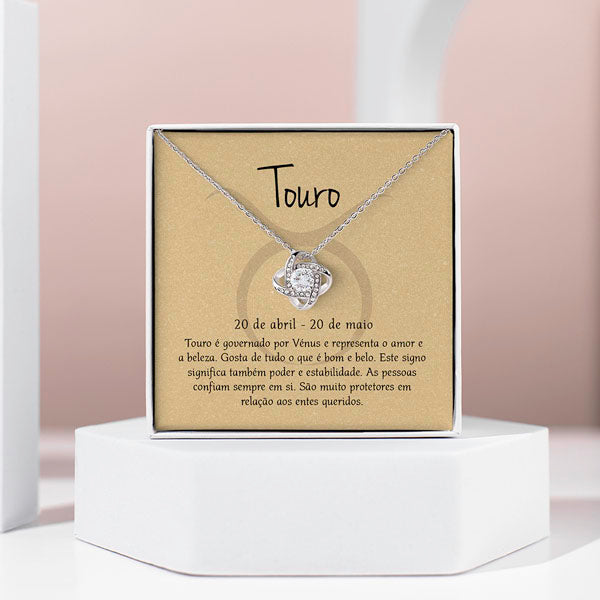 Cartão Zodíaco – Colar banhado a ouro branco 14k TAURUS